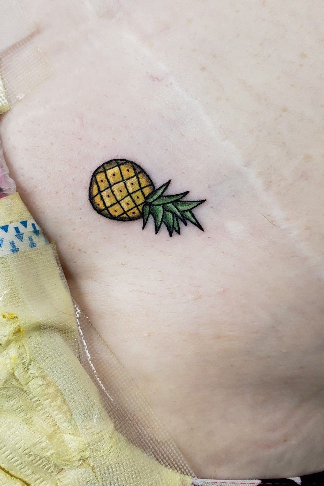 Small Pineapple Matching Tattoos On Foots