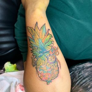 Pineapple color tattoo #tattoo #worldfamouseink #inked #tattoolife #foodtattoo 