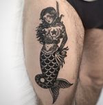 hanging mermaid tattoo by Sonia Cash