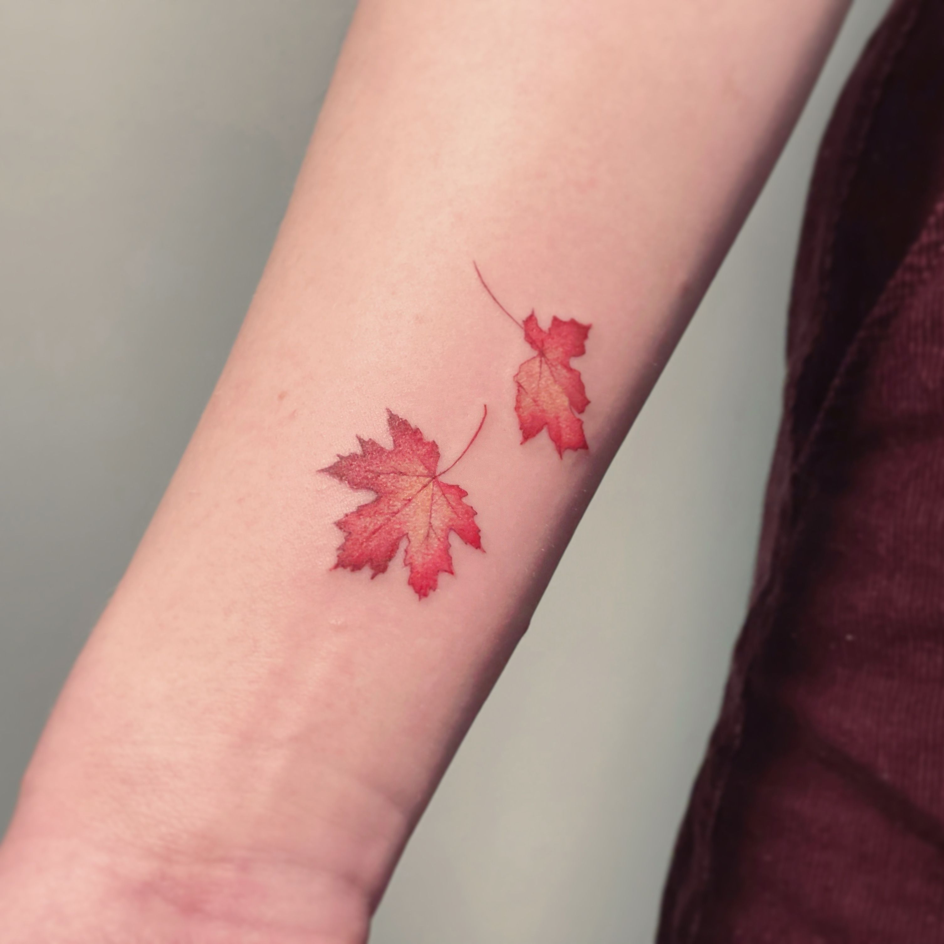 Minimalist Maple Leaf Tattoo Idea  BlackInk