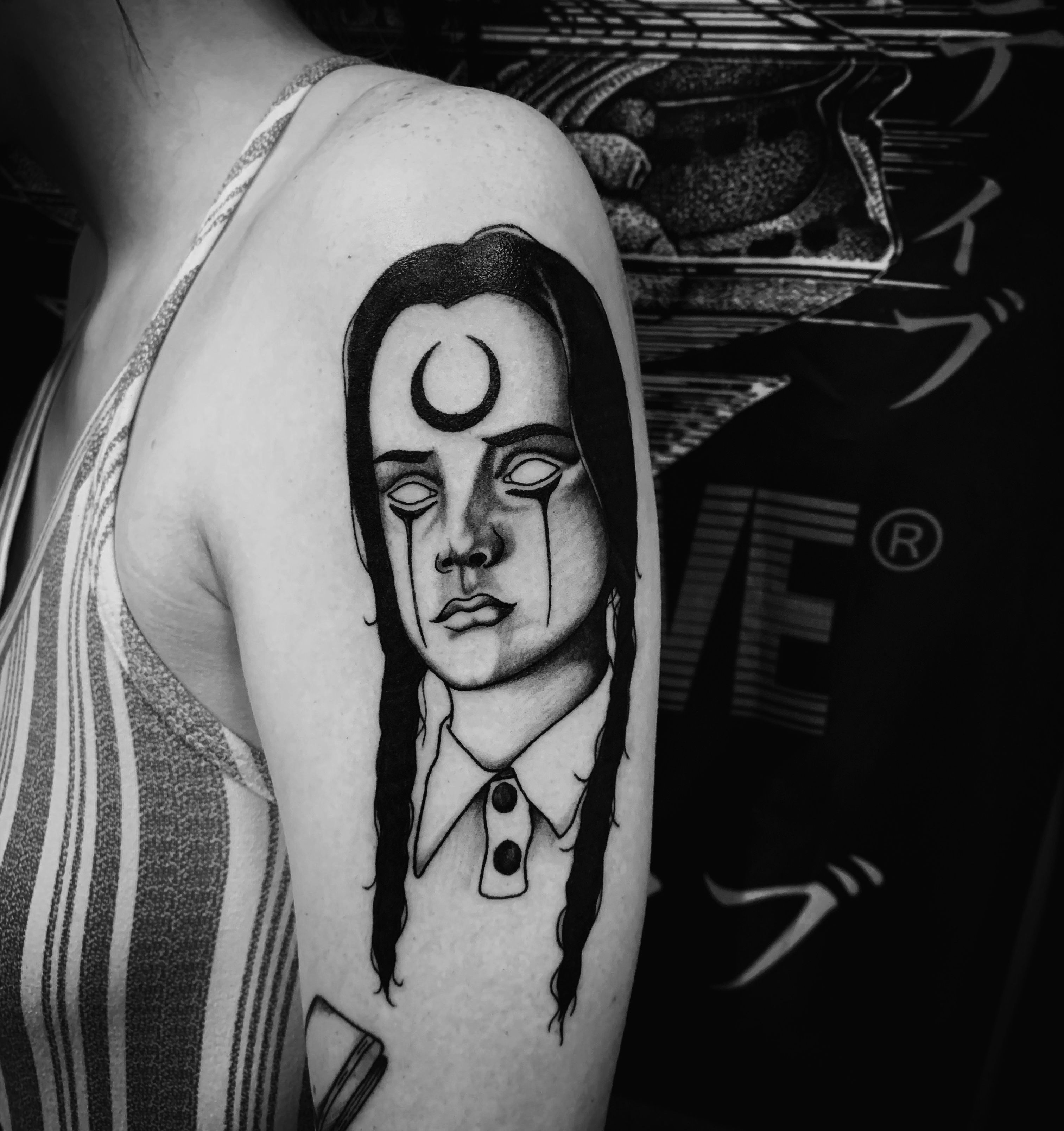 Tattoo uploaded by Jordan K • Wednesday Addams dark art • Tattoodo