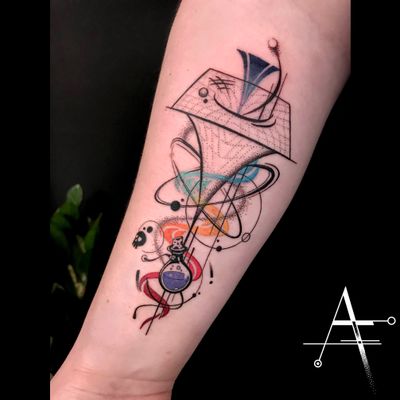 🚀 💫⏱ 🧪 . For custom designs and booking; alperfiratli@gmail.com . . . . . #geometrictattoo #geometric #colortattoo #tattoo #tattooidea #customtattoo #potion #suntattoo #surreal #surrealism #planetearth #abstracttattoo #psychedelic #solarsystem #solar #space #kandinsky #spacetattoo #abstractart #scientificillustration #surrealtattoo #surrealart #surreal #science #scienceart #planet #planettattoo #startattoo #scientific 