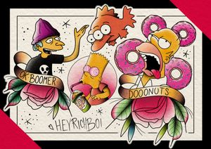 The Simpsons Traditional Tattoo Flash