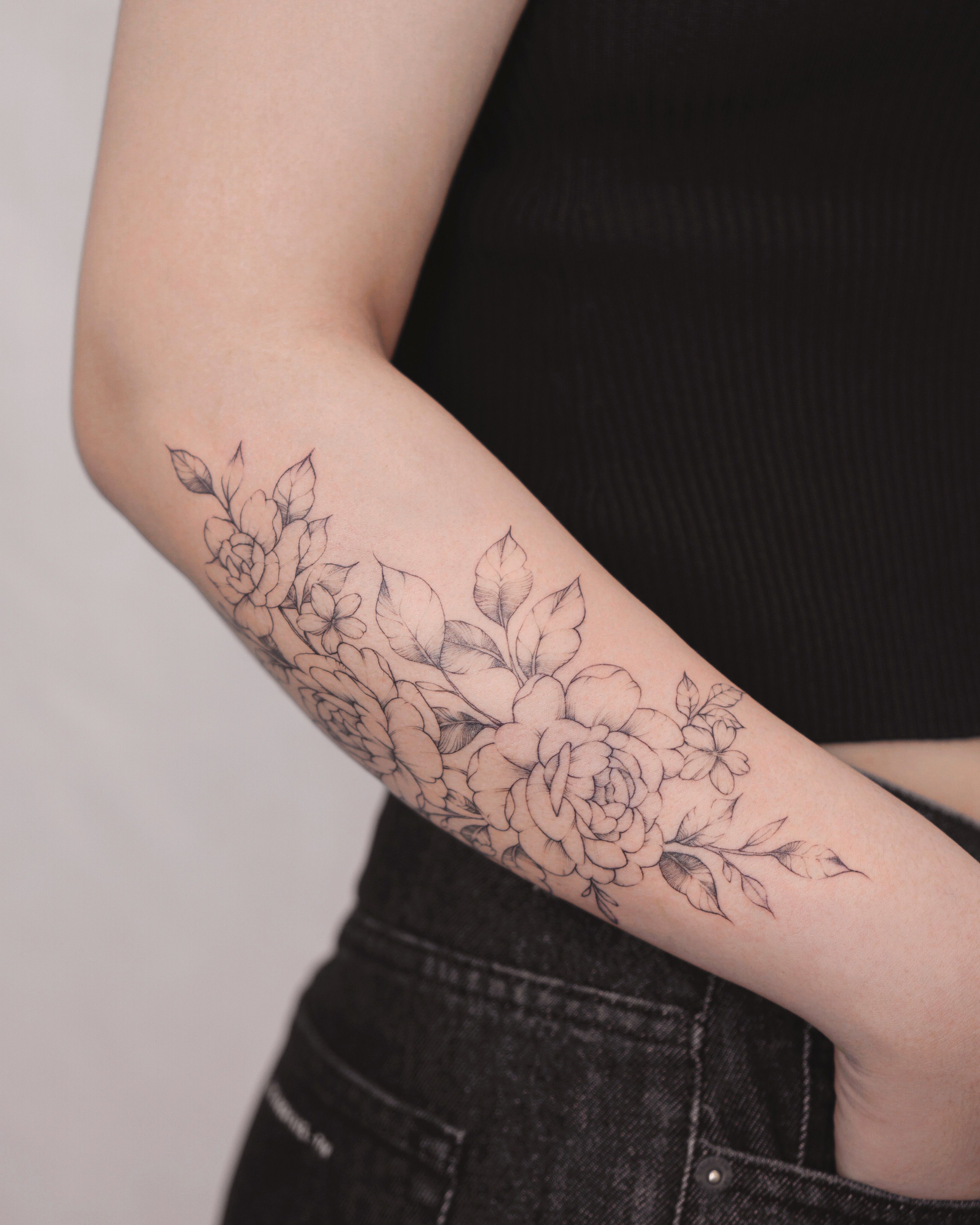 Buy Semi Permanent Tattoo Delicate Flower Tattoos Peonies Japanese Flowers  Cherry Blossom Realistic Tattoos Lasts up to 2 Weeks Online in India - Etsy