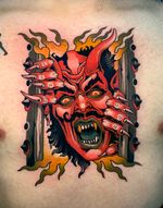 Demon coming out of hell tattoo 