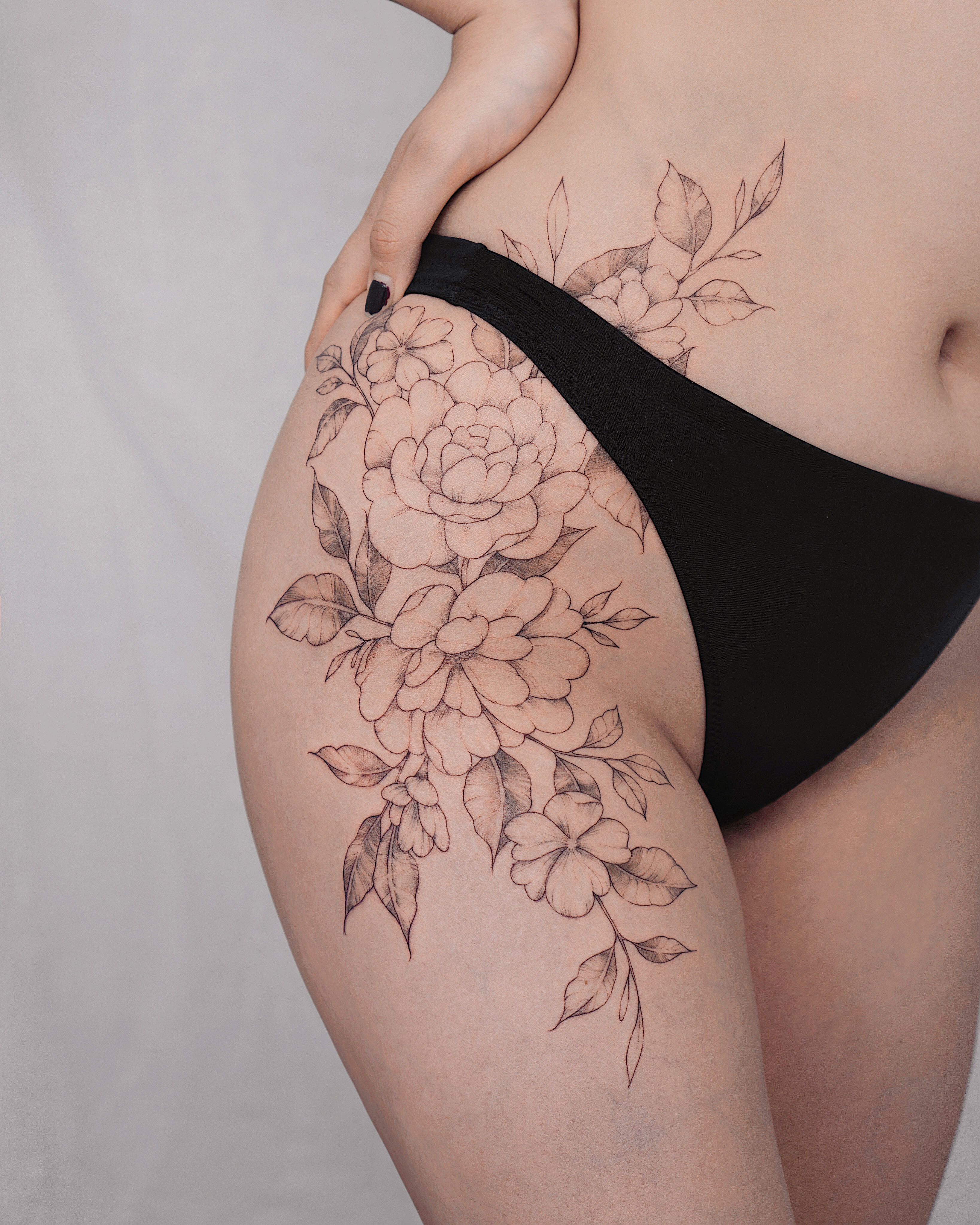 Floral Sexy Temporary Tattoo for Side of Body to Hip Area - Etsy