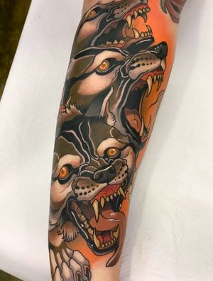 Cerberus tattoo full sleeve in progress 