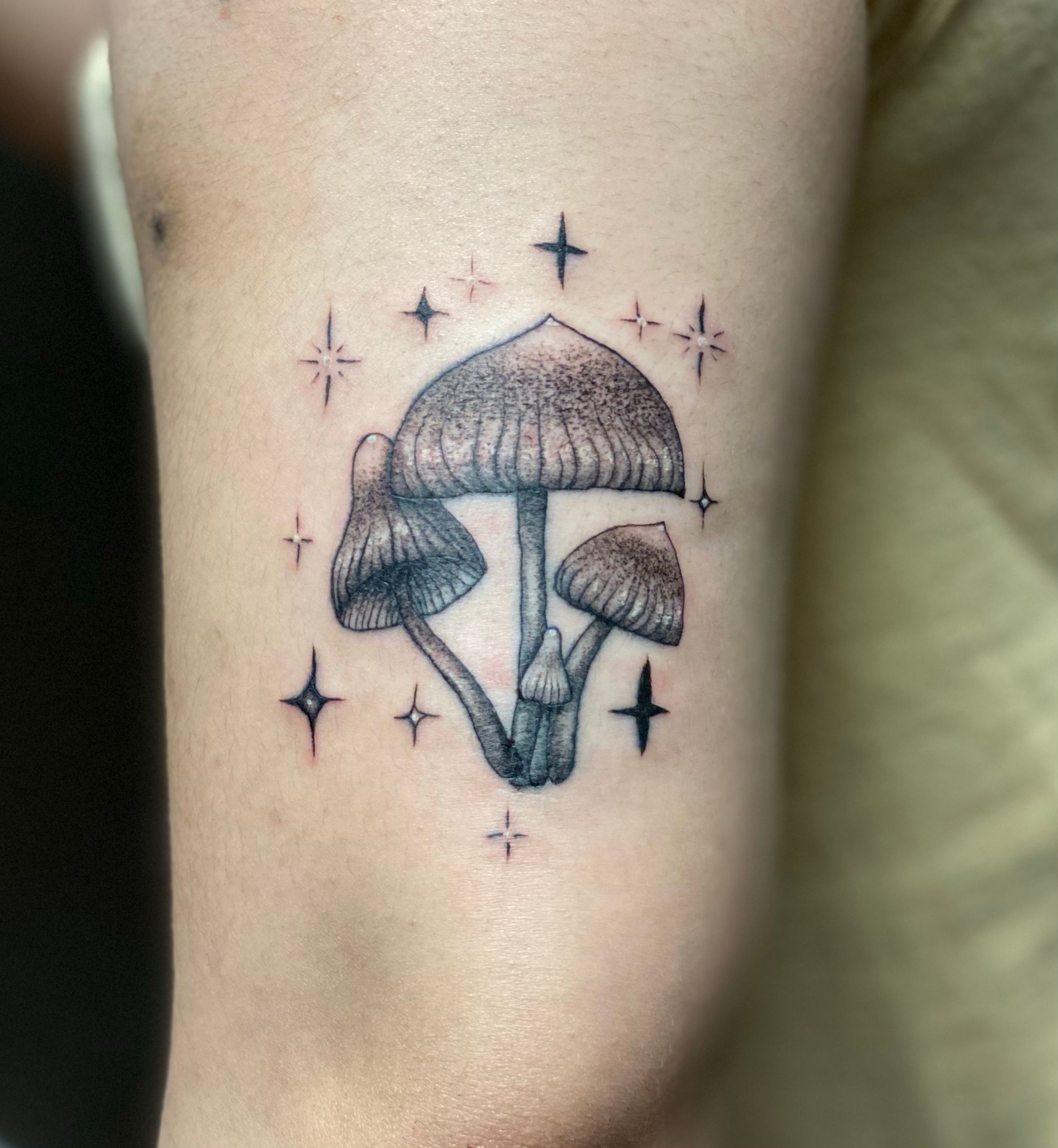 Chanti :) on Instagram: “smoking mushroom🚬🍄 done on @niko_konschu 🤩 - -  - - tags: #tattoo #tat #mushroom #mushroomtattoo #… | Mushroom tattoos,  Tattoos, E tattoo