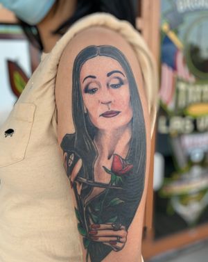 Morticia Addams for Amy. If your interested in getting a tattoo, send me a message. Always looking for new projects. 