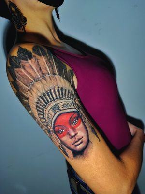 Tattoo da Yara 1° parte. Logo mais concluiremos esse projeto de índia brasileira.
