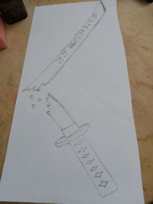 Just wanted to draw something, on the blade it says "broken like me" 