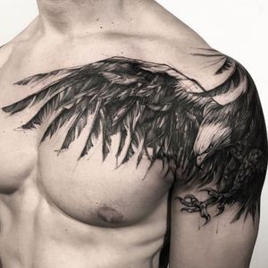Realistic eagle chest and arm