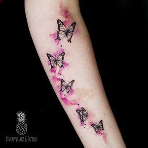 Butterfly #butterfly #butterflies #watercolor #purple #pink #colortattoo #girlytattoo #delicatetattoo #animaltattoo 