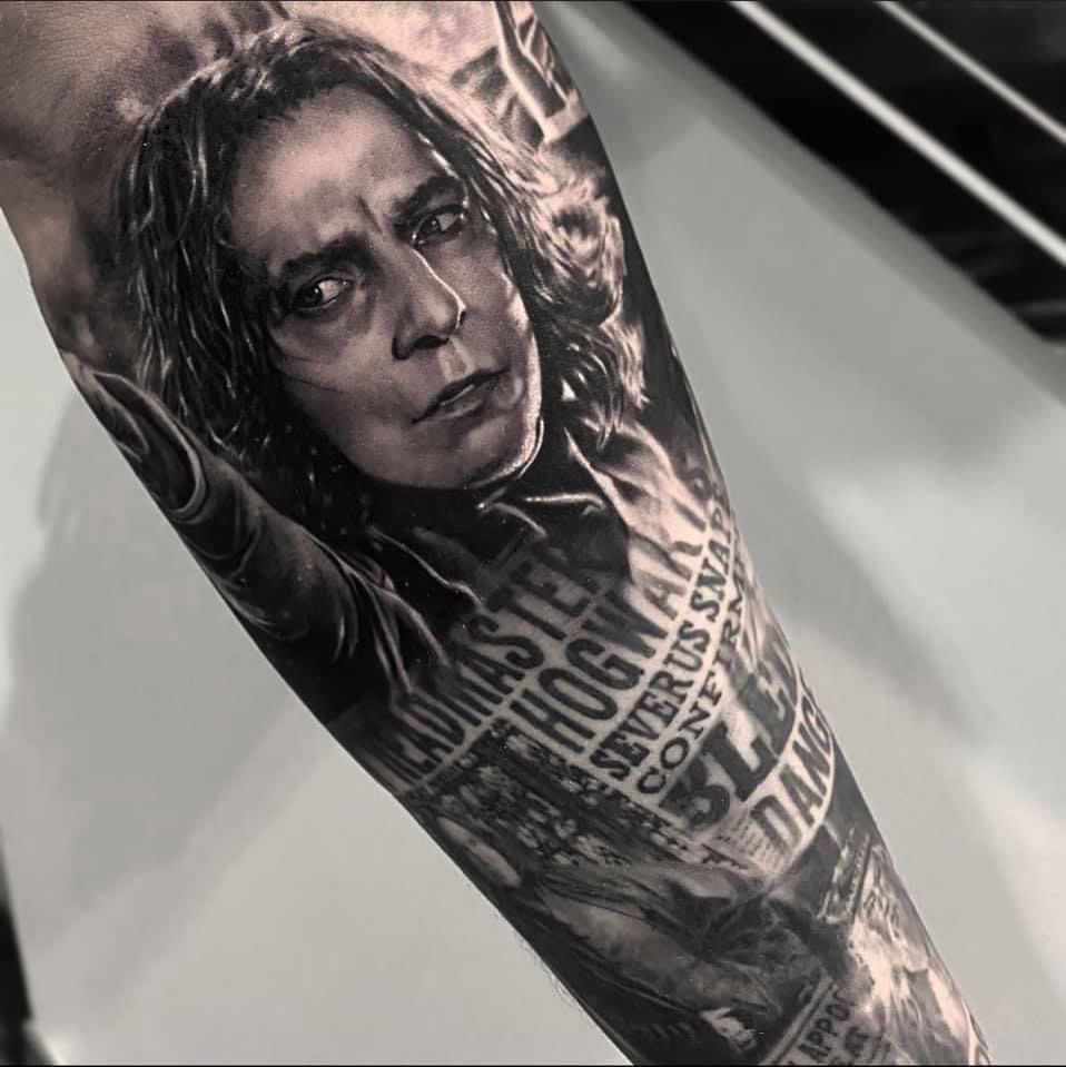 severus snape tattoo on js arm by b2thery2 on DeviantArt