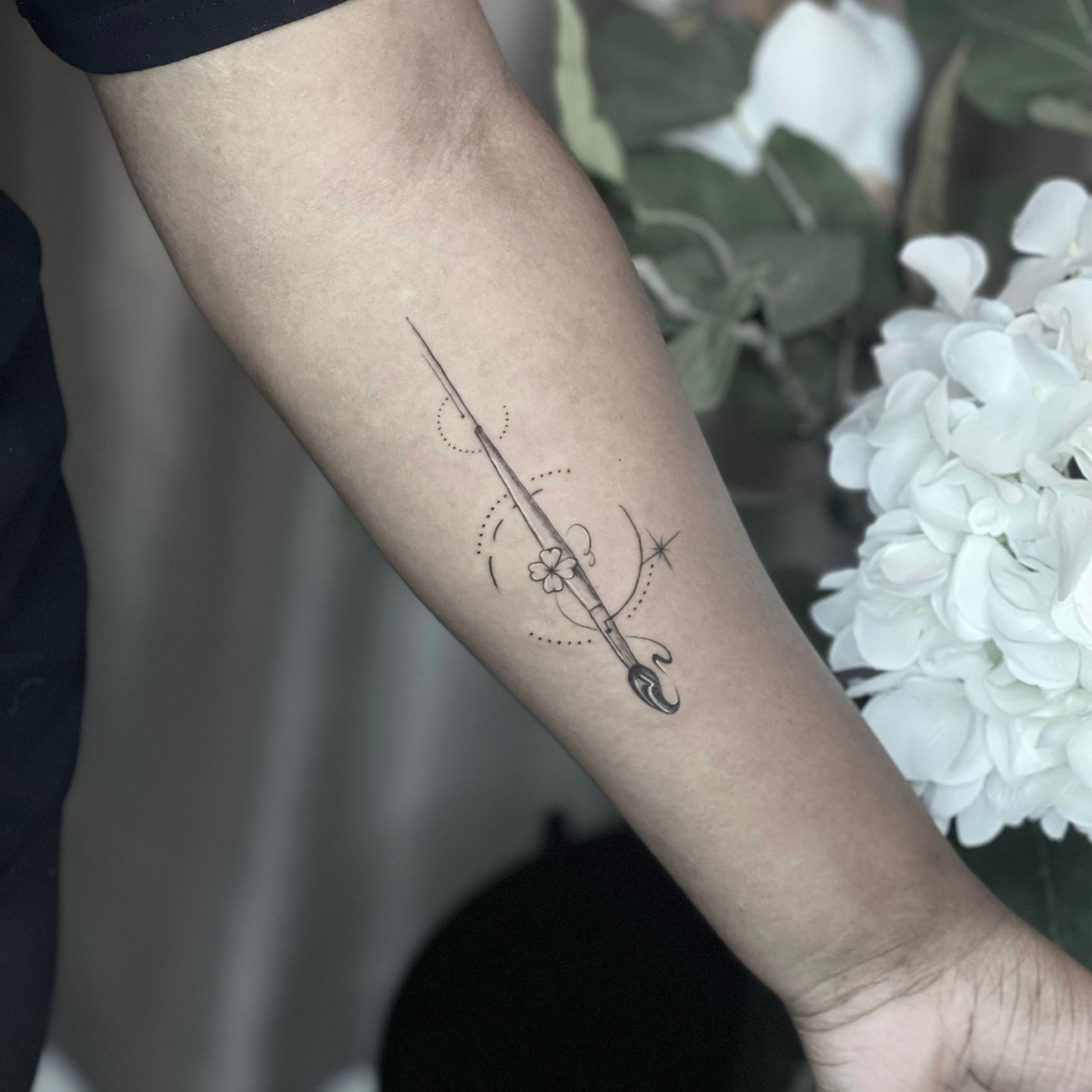 Tattoo tagged with small line art masa tiny women ankle ifttt  little paintbrush other illustrative fine line  inkedappcom