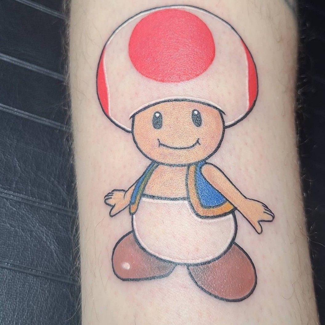 Toad from Super Mario Brothers Color Tattoo Mike DeMasi Art Junkies Tattoo  by Mike Demasi TattooNOW
