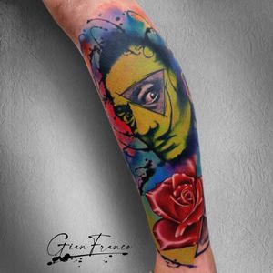 “La rosa de Dalí” -watercolor & texture- Gianfrancotattooartist.com . . . . . . . . #cedrik #cedriktattoo #tattoo #tatuaje #tatuajes #fullcolor #freestyle #acuarelas #watercolor #estilolibre #dali #salvadordalí #dalitattoo