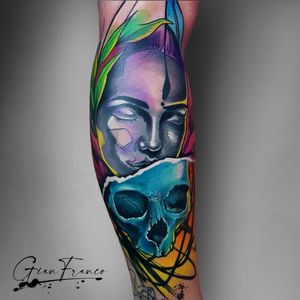 “Life & Death” -Full Color & Collage- Gianfrancotattooartist@gmail.com . . . . . #cedrik #cedriktattoo #tattoo #tatuaje #tatuajes #fullcolor #freestyle #acuarelas #watercolor #estilolibre #trashcolor #hardpainting #legtattoo #bestink #inkart #tattooartist #tattooink #bcn # barcelona