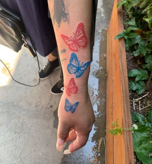 Red and blue butterflies 