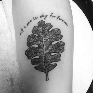 Leaf linework tattoo with Evan Hansen quote 🌿