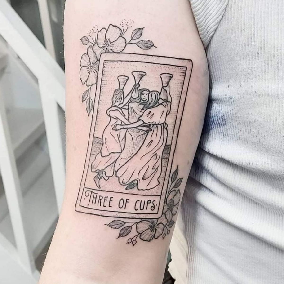 Tattoo uploaded by Alicia Bruce • Three of Cups tarot card tattoo ...