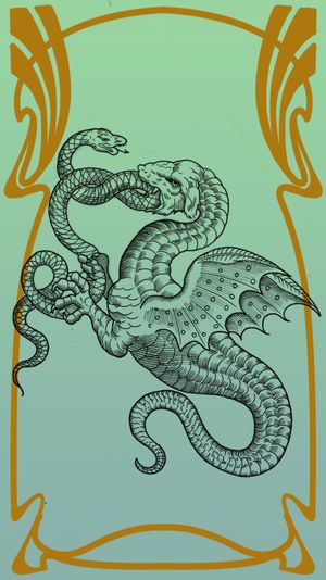 #medieval #engraving #woodcut #dragon #snake 