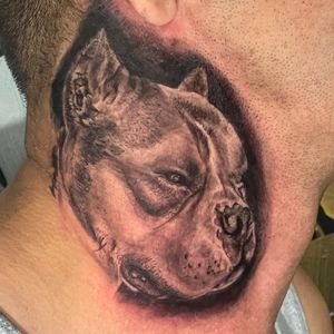 Pit portrait on the neck. Super fun piece to do not such a fun area tho 
