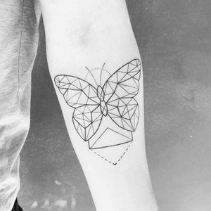 My first tattoo. In memory of my mum and her many butterfly tattoos #butterfly #geometric