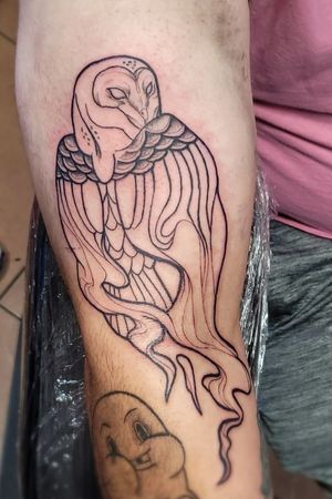Work in progress  neo traditional  owl with flame wings