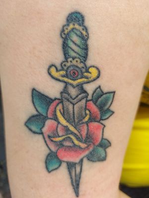 Rose and dagger tattoo I did for a client