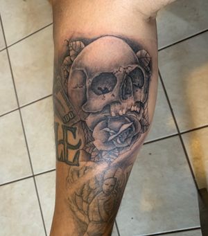 Skull and rose tattoo/ collage. @sanchezboy_45