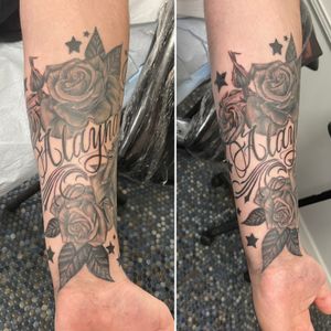 Kid name and rose tattoo 