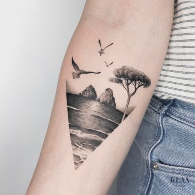 Landscape / Beach Tattoo Dotwork
