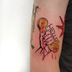 Horror telephone, from my flash. Done at Dogstar Tattoos.