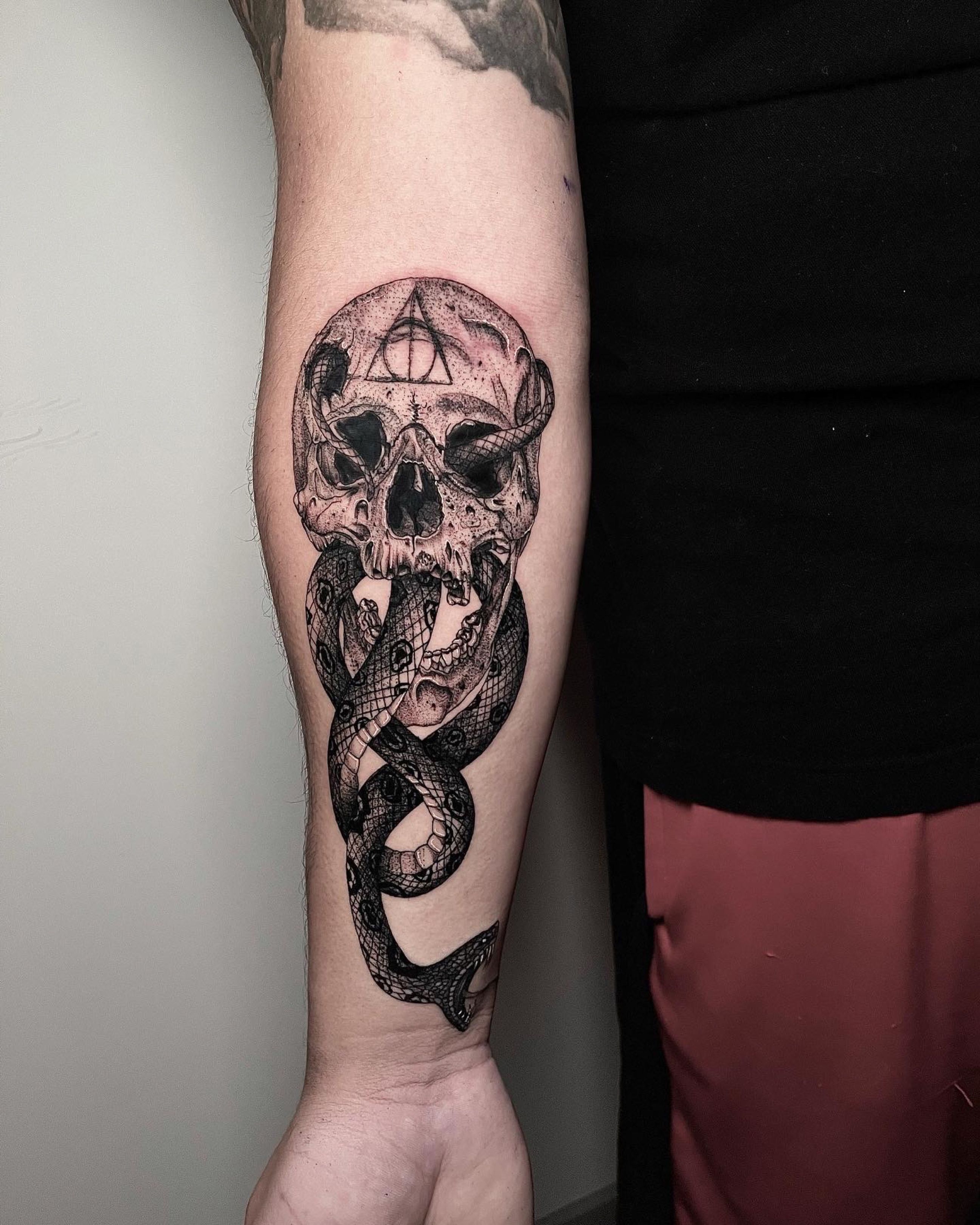 Skull Mask Color Arm Tattoo by TOFI: TattooNOW