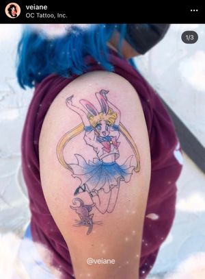 Shoutout to Vicky at OC Tattoo for my first tattoo- Usagi and Luna! 🌙 it came out beautiful ✨