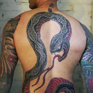 Snake by JP Rodrigues #backtattoo #snaketattoo #japanesetattoo