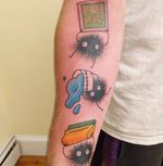 'Soot Sprites' by Lovely Fish #illustrativetattoo #colortattoo #armtattoo #fineline 