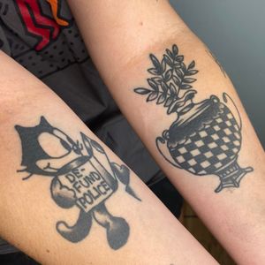 healed coverup vase tattoo and defund the police felix the cat tattoo