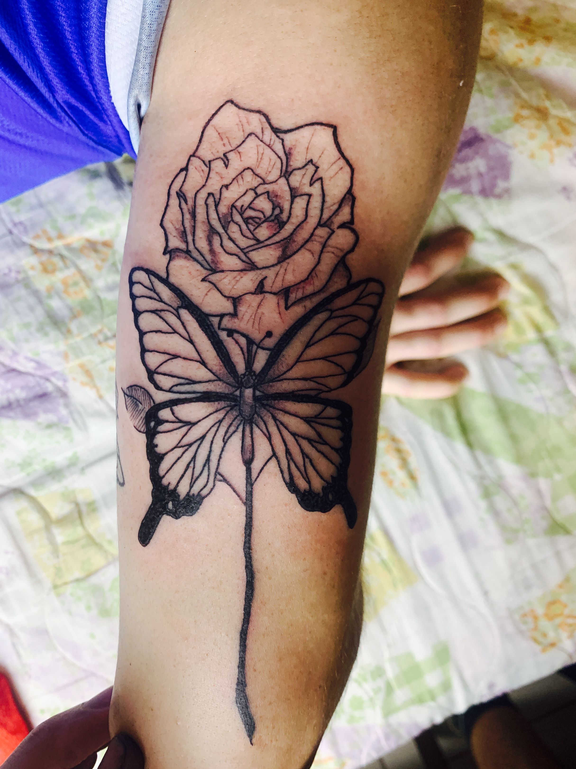 butterfly and rose tattoos designs
