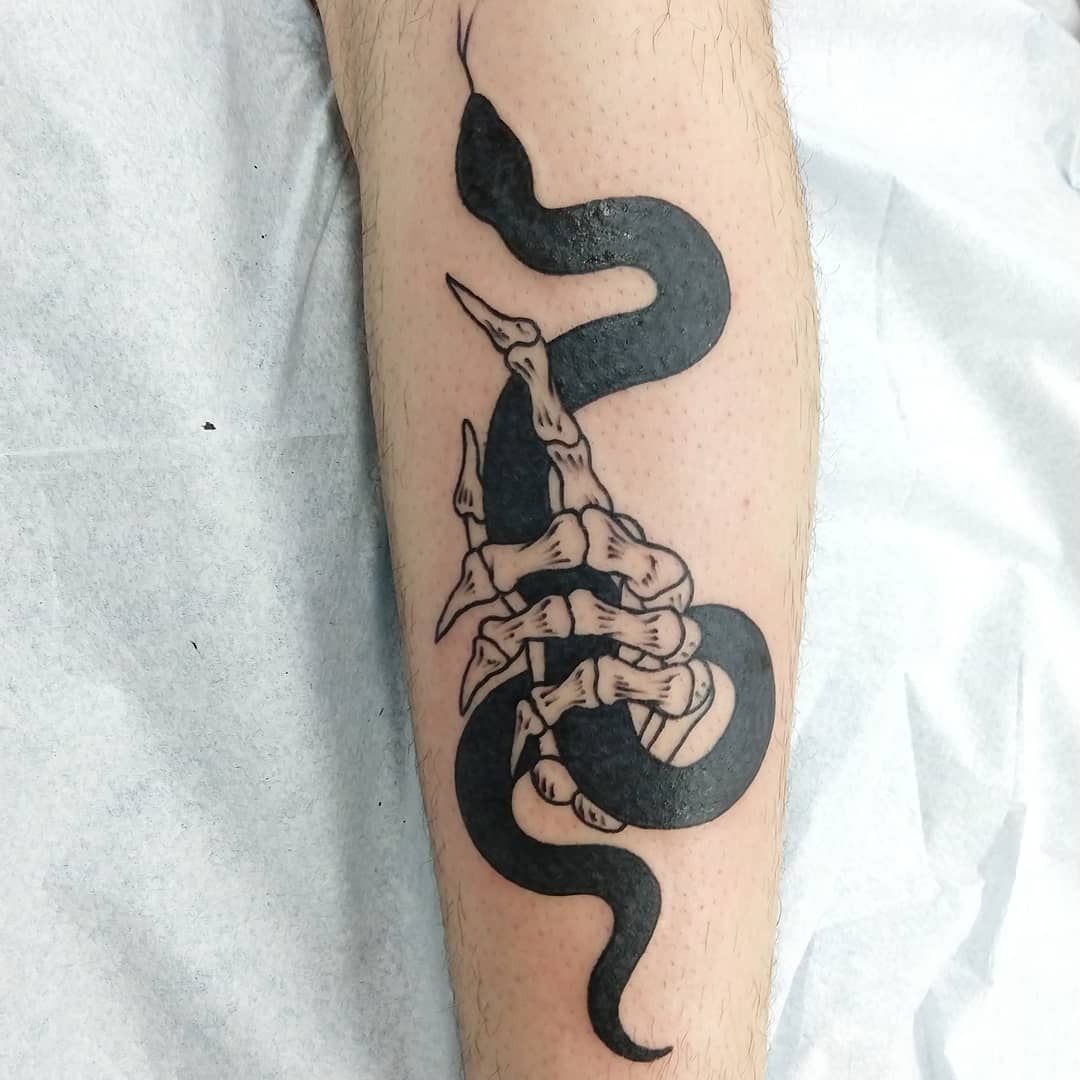 Tattoo tagged with: blackw, skeleton, snake | inked-app.com