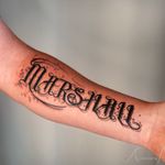 Lettering Forearm Tattoo by Andreanna Iakovidis #blackandgreylettering #letteringlosangeles
