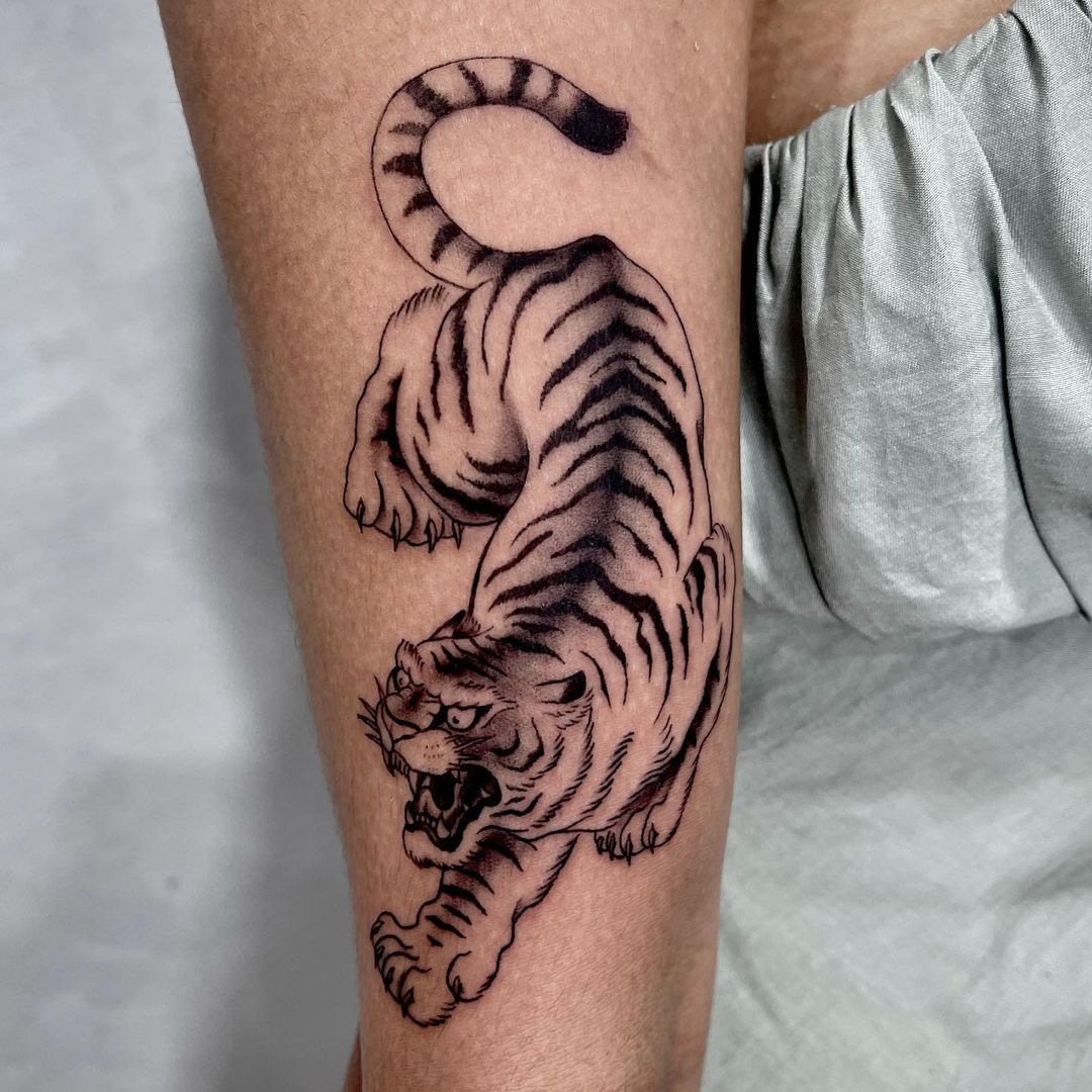 Crouching tiger Done by Ed Taemets Sanctum Tattoo Melbourne  rtattoos
