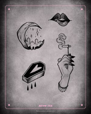 Available tattoo designs except the crescent moon #halloween #vampire #fangs #coffin #sabrina #witch #witchy 