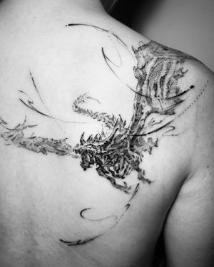 Dragon sketch style tattoo