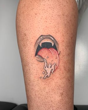 Get seductively inked by Galen Bryce with a mouth, tongue, and lips motif in an ignorant style on your forearm. Embrace the provocative beauty of this unique piece.