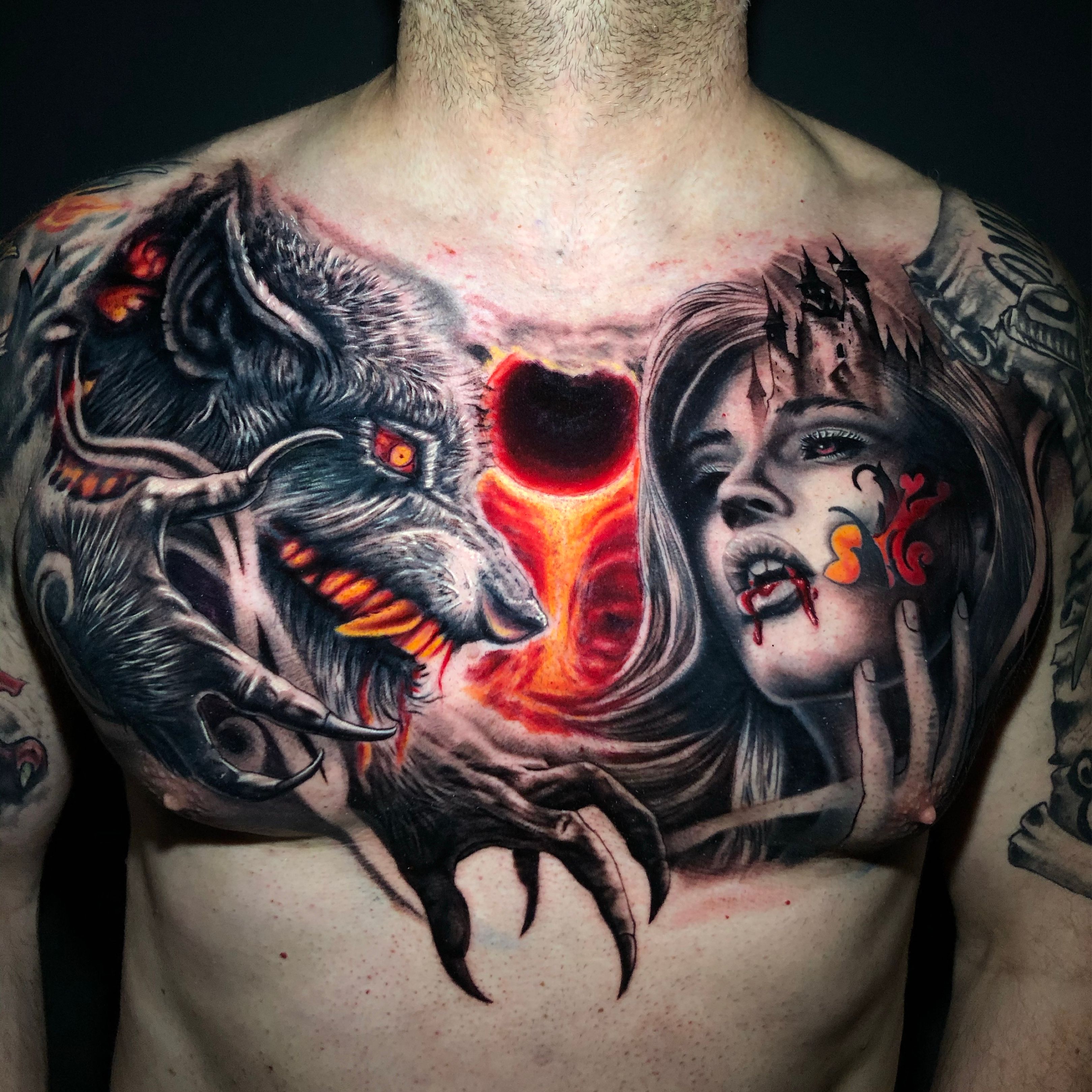 Wolf Tattoo | Stomach tattoos women, Wolf tattoos for women, Stomach tattoos