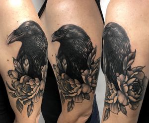 Crow with peony flowers - cover up