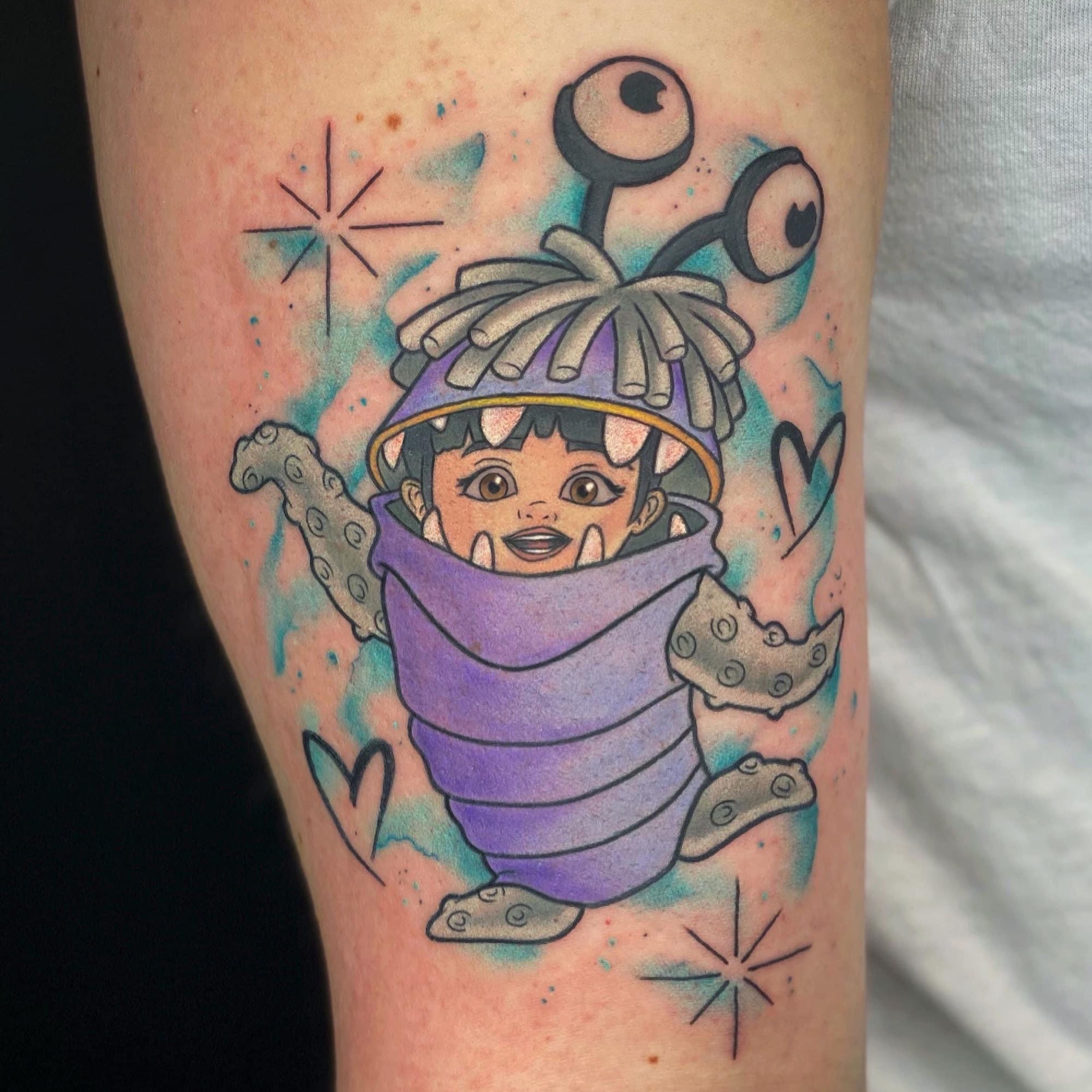 Hannah Mai Tattoo on Instagram Monsters inc piece based off some Tokyo  Disney references leighlaloves  Disney tattoos Disney inspired tattoos  Cartoon tattoos