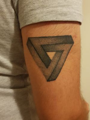 Penrose triangle - b/w dotwork geometric tattoo